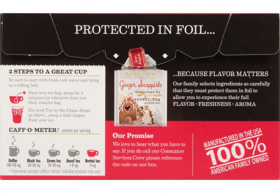 Bigelow Tea Kosher Ginger Snappish Herbal Tea Bags, 108 Ct (6 Boxes of 18)