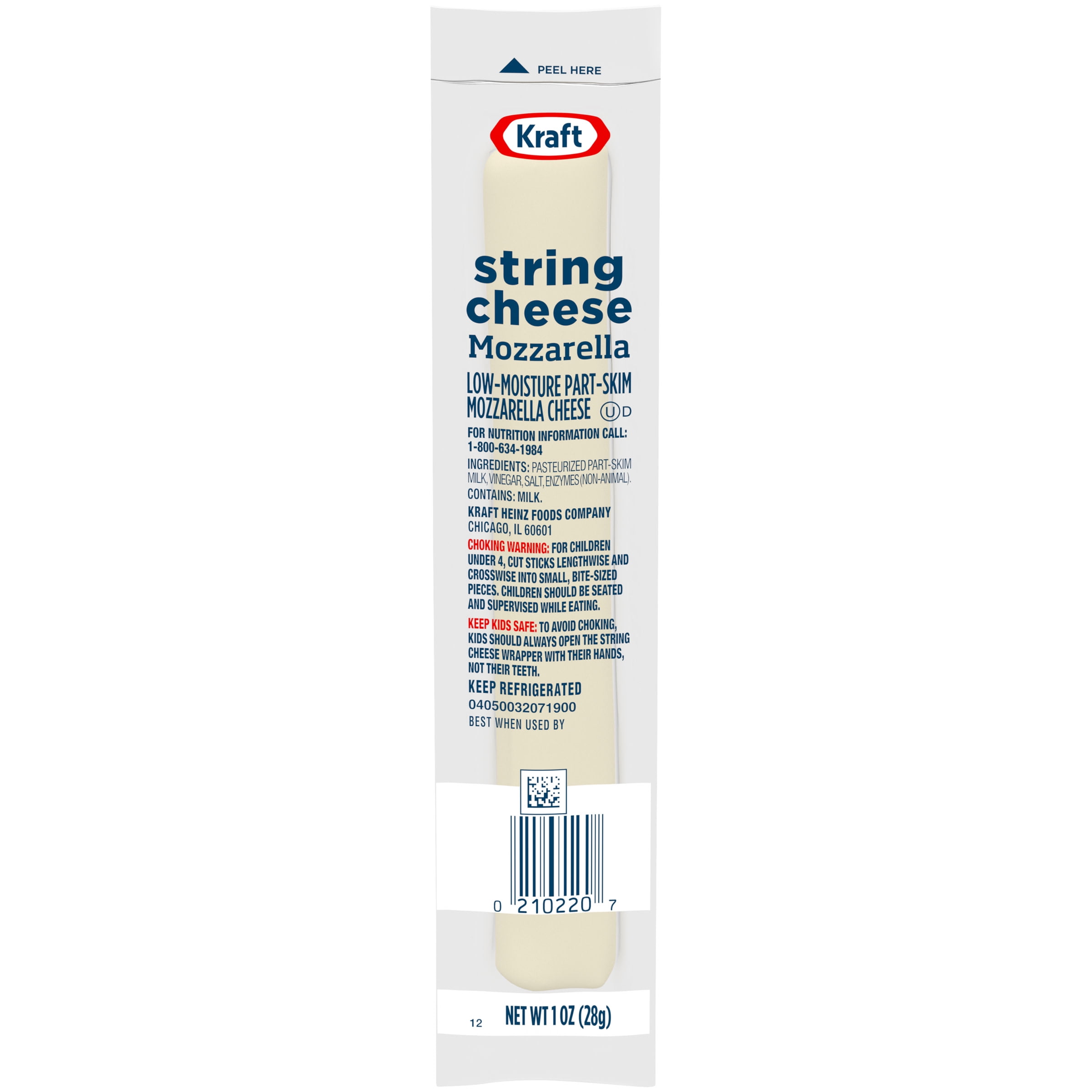 Kraft String Cheese Mozzarella Cheese Snack, 1 oz Stick