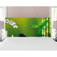 thumbnail image 1 of Spa Headboard, Bamboo Flower Stone Wax on the Table Orchid Rock Healthy Lifestyle Theme, Upholstered Decorative Metal Bed Headboard with Memory Foam, Full Size, Fern Green Fuchsia White, by Ambesonne, 1 of 4