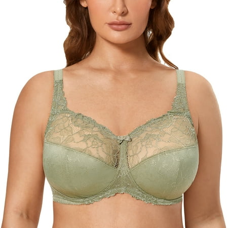 

DELIMIRA Women s Plus Size Lace Wireless Bras Support Unlined Full Coverage Bras