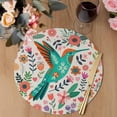 thumbnail image 3 of Turquoise Birds Round 13 Inch Placemats Set of 6, Country Cartoon Colorful Flowers Herbs HeatResistant Non Slip Place Mats for Dining Table, Wipeable Braided Kitchen Table Mats for Housewarming, 3 of 9