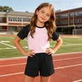thumbnail image 6 of NAISIBABY Girls Boys Outfit Sets, Raglan Short Sleeve T-Shirt and Shorts 2-Piece Summer Active Casual Clothes Pink Size 10, 6 of 8