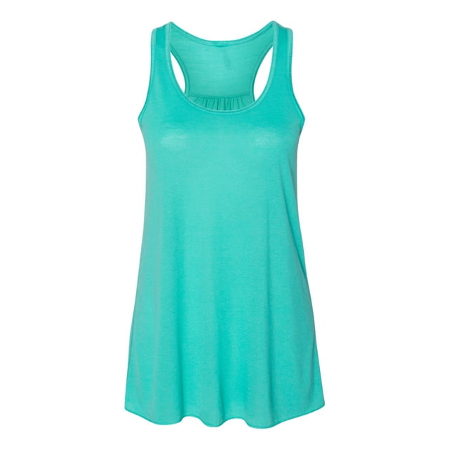 Bella Ladies Flowy Racerback Tank, L, Teal