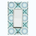 thumbnail image 1 of Metal Light Switch Plate Cover Mandala Teal Floral Pattern Damask MDL106, 1 of 1