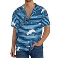 thumbnail image 3 of Fotbe Sharks on White Blue Striped print Short Sleeve Button Down Shirts for Men Casual Summer Beach Wrinkle Free Shirt-, 3 of 7