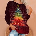thumbnail image 4 of Womens Holiday Sweatshirts Christmas Outfits Long Sleeve Crewneck Shirt Xmas Tree Snowman Cute Pullover, XXL Wine, 4 of 6