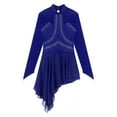 thumbnail image 5 of Kaerm Sheer Mesh Long Sleeve Figure Ice Skating Dress Irregular Hem Lyrical Dance Dresses for Women Navy Blue XXL, 5 of 7