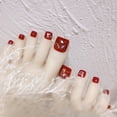 thumbnail image 3 of 24 Pcs Faux Ongles d'Orteils Rouges Brillants Scintillants, Faux Ongles Portables pour Femmes et Filles, Colle, 3 of 7