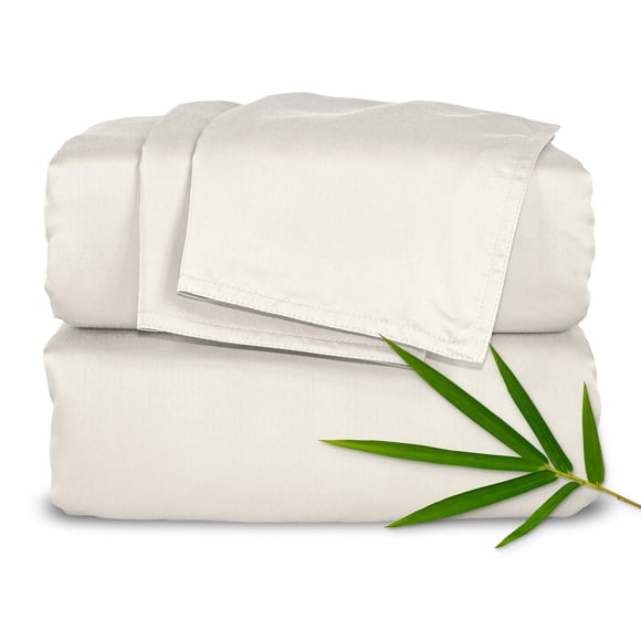 Pure Bamboo Full Sheets, Genuine 100% Organic Viscose Derived from Bamboo Bed Sheet Set, Luxuriously Soft & Cooling, Double Stitching, 2 Year Quality