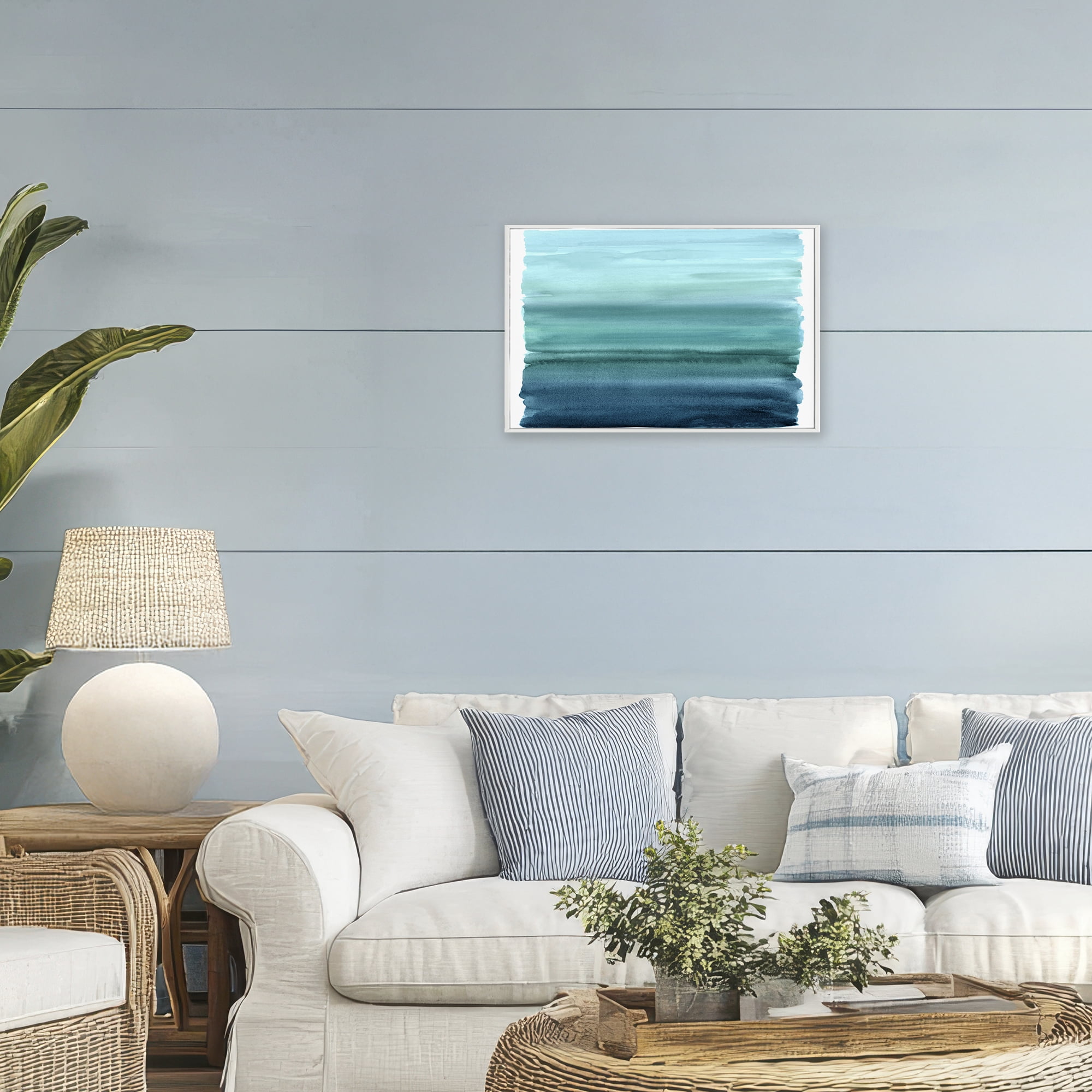 Stupell Industries Ombre Teal Gradient White Framed Giclee Art, design by Allie Corbin