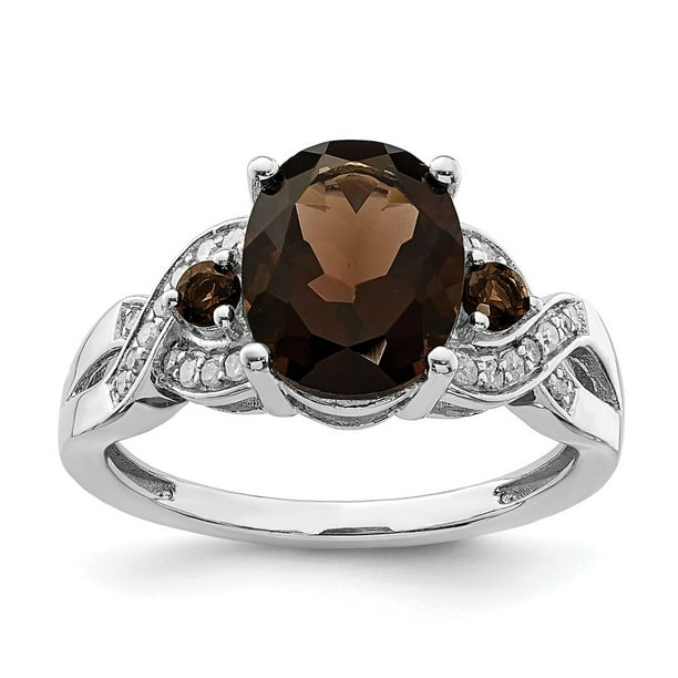 AA Jewels Solid 925 Sterling Silver Diamond and Chocolate Brown Smoky