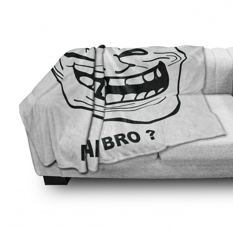 Humor Pillow Sham Cartoon Style Troll Face Guy for Annoying Popular Artful  Internet Meme Design, Decorative Standard King Size Printed Pillowcase, 36