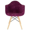thumbnail image 4 of LeisureMod Willow Modern Velvet Accent Chair With Eiffel Wooden Base Set Of 4 In Purple, 4 of 9