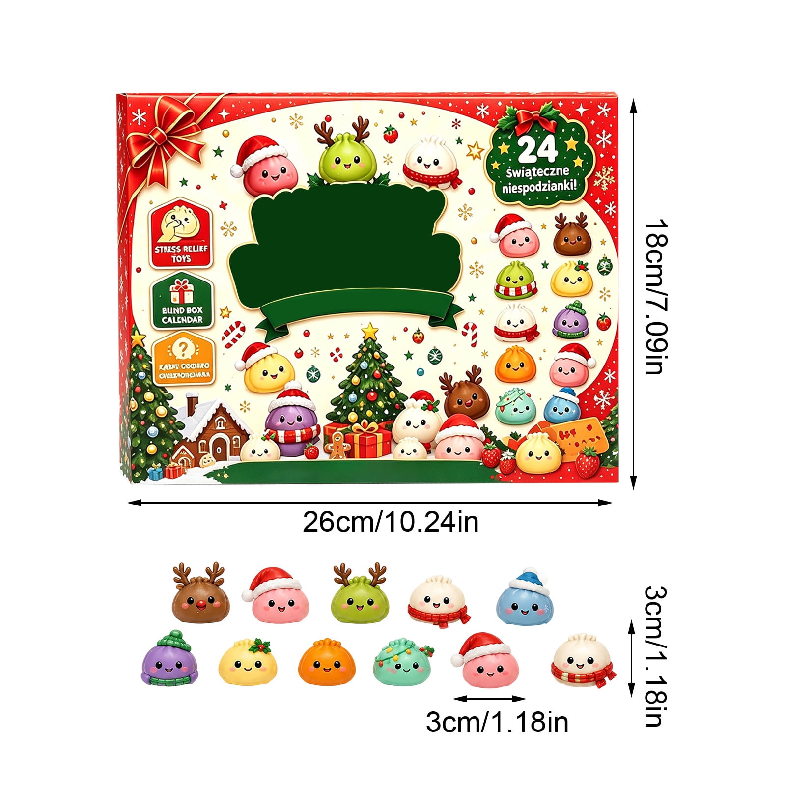 Christmas Dumpling Advent Calendar 2026, Dumpling Squishy Mystery Countdown Advent with 24 Surprise Gifts for Party Favors & Stocking Stuffers, Soft Stress Relief Squeeze Fidget Toys for Anxiety