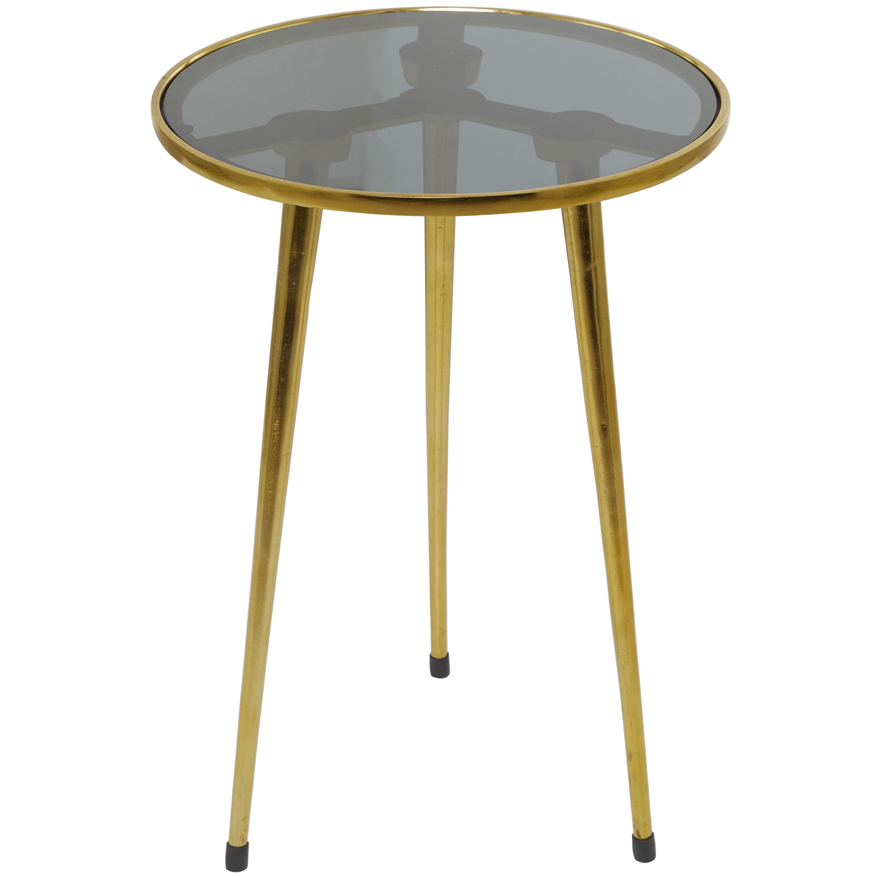DecMode Contemporary Aluminum Round Accent Table with Tripod Legs and Polished Gold Finish, 15"W x 22"H