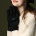 thumbnail image 4 of TIEVOSA Womens Autumn Winter Color Block Thickened Teddy Cycling Anti Touchscreen Gloves（Coffee）, 4 of 5