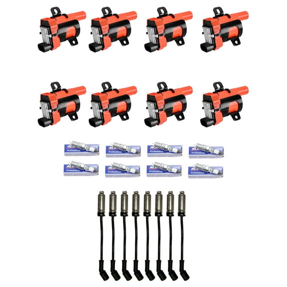 Set of 8 ISA Energy Ignition Coils, 8 AcDelco Spark Plugs and Wireset Compatible with 2002-2006 Cadillac Escalade, 1999-2007 Chevrolet Silverado & GMC Sierra UF262