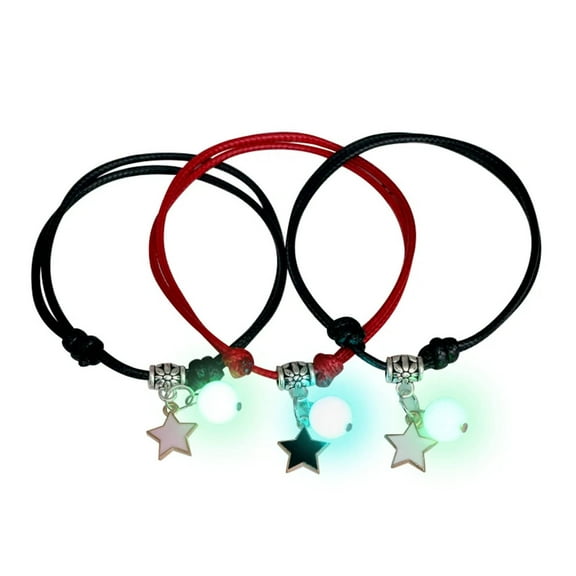 UNTERING 3 Pcs Couple Bracelets Love Star Moon Cat Luminous Bangles for Friendship Sister Women Man Lucky Wish Jewelry Gift