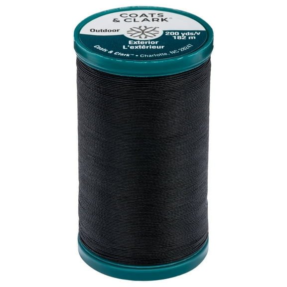 Coats & Clark Outdoor Black Polyester Thread, 200 Yards