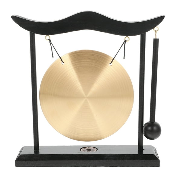 HONMEET Wooden Zen Table Gong Golden Copper For Office Space Housewarming 1Pack 7.5X7.5X1.9In