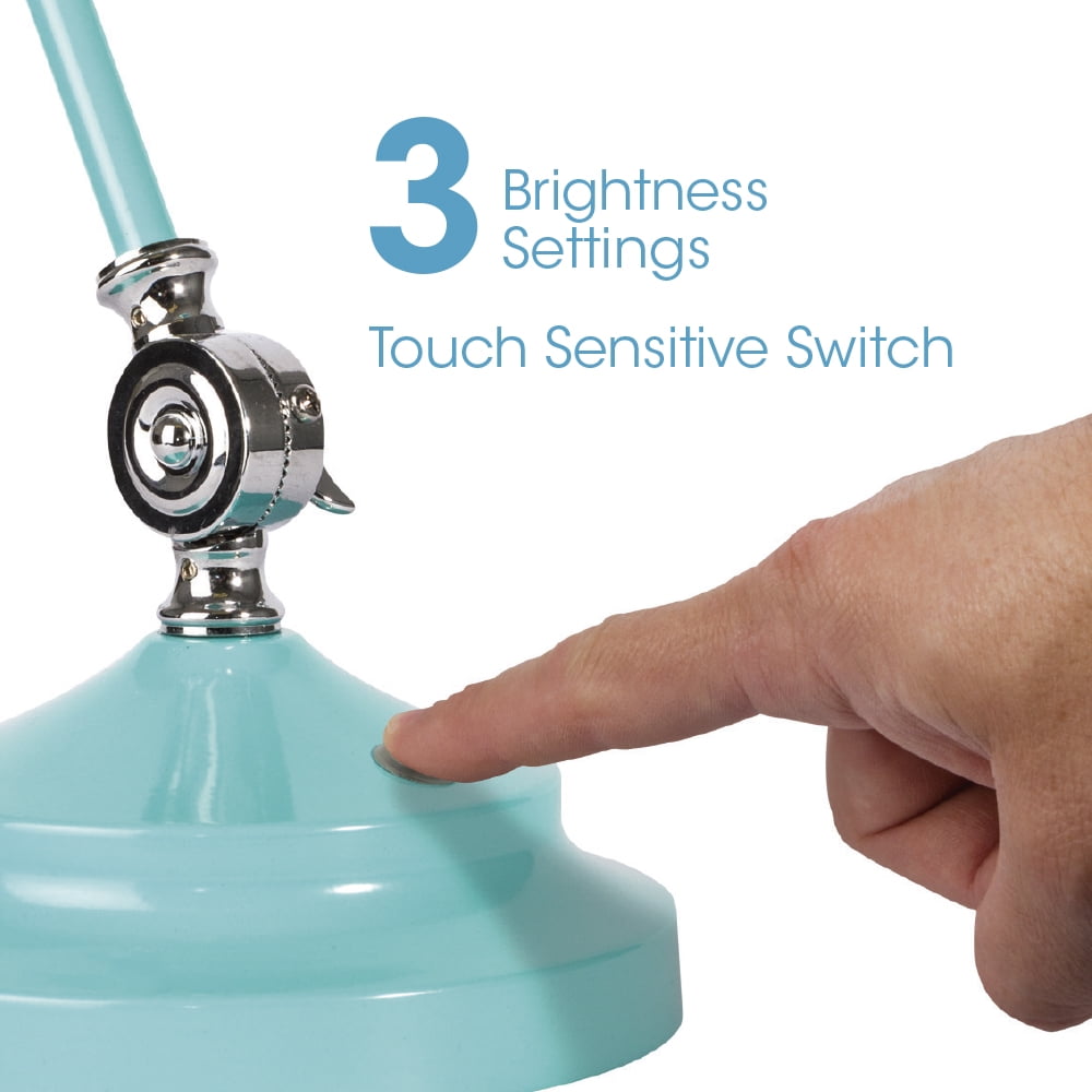 OttLite Wellness Series® Revive LED Desk Lamp with USB Charging Port, Turquoise, Metal