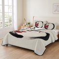 thumbnail image 2 of Quilts King Size Bedding Set, Cherry Blossom Lightweight Quilted Comforter, Japanese Red Plum Flower Oriental Retro Art Reversible Bedspread Coverlet with Pillow Covers for All Season, 96" x 106", 2 of 9