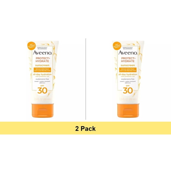 Aveeno Protect Hydrate Moisturizing Body Sunscreen Lotion SPF 60 with Prebiotic Oat - 2 Pack