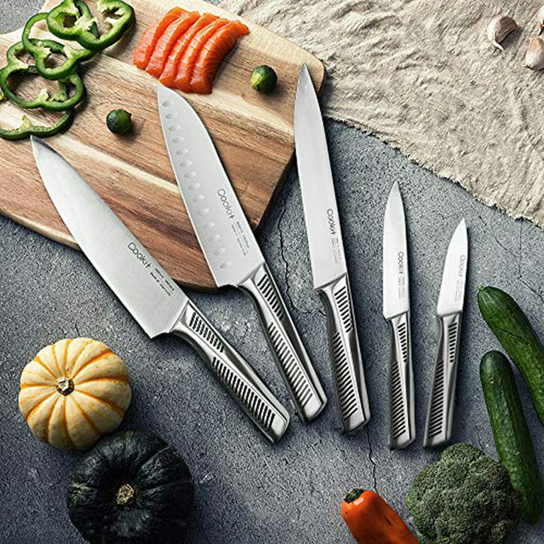 Cookit 15-Piece Stainless Steel Hollow Handle Kitchen Chef Knives Set with  Wooden Block Holder and Manual Sharpener - Bed Bath & Beyond - 32475734