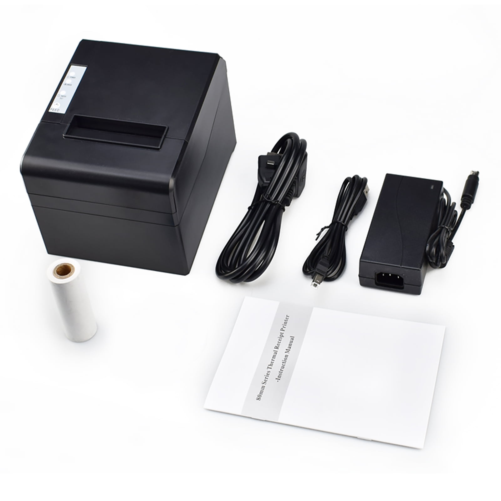 Bisofice Thermal Receipt Printer 80mm Desktop Direct Thermal Printing USB Connection 300mm/s High Speed with Auto Cutter Support ESC/POS for Shipping Business Restaurant Kitchen Supermarket Store Hom