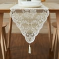thumbnail image 4 of Warm Home Designs 14 x 48 Linen Lace Table Runner with Rose Design & 2 Attached Tassels. MTR Linen 48, 4 of 6