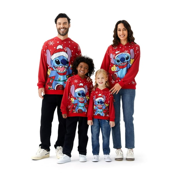 Sudadera con capucha Disney Stitch Family Christmas Red Men M
