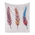 thumbnail image 1 of Feather Soft Flannel Fleece Throw Blanket, Graphic of Hand Painted Watercolor Bohemian Items Colorful Abstract Plumes, Cozy Plush for Indoor and Outdoor Use, 50" x 60", Multicolor, by Ambesonne, 1 of 5