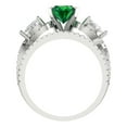 thumbnail image 4 of Clara Pucci 14K White Gold Round Cut 1Ct Simulated Emerald Engagement Ring + Matching Band - Luxury Box Included, 4 of 7