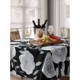 thumbnail image 6 of Black Flowers Table Cloth, Watercolor Vintage Floral Leaves Country Waterproof Tablecloth for Rectangle Tables, Reusable Washable Fabric Table Cover for Restaurant Kitchen Dining Tables 52"x70", 6 of 6