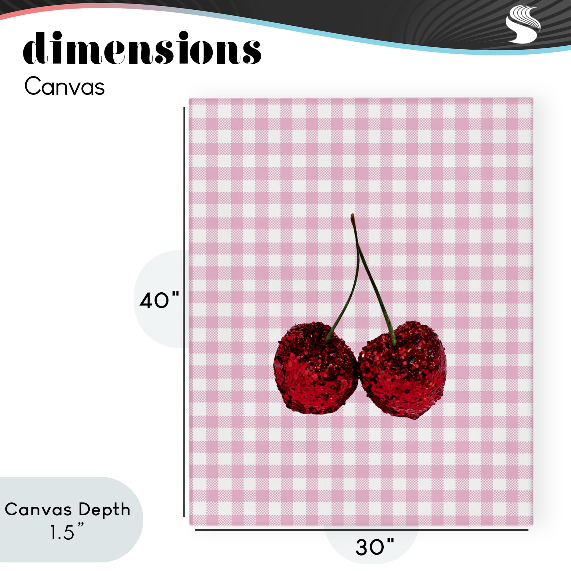 Stupell Industries Glitter Cherry on Pink Gingham Canvas Wall Art, design by LISH Creative