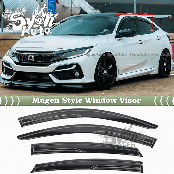 FITS 2016-2021 HONDA CIVIC HATCHBACK JDM MUGEN STYLE WINDOW VISOR RAIN GUARD DEFLECTOR VENT