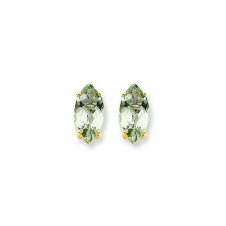 14k Yellow Gold 0 5in Long 12x6 Marquise Green Amethyst Earrings 14k Yellow Gold 0 5in Long 12x6 Marquise Green Amethyst Earrings