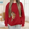 thumbnail image 1 of Chandails d'Automne Grande Taille pour Femmes Mode Décontractée Couleur Unie Poche Col Rond Manches Longues Chandail en Molleton Amusant, 1 of 7