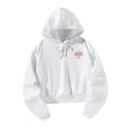 thumbnail image 3 of Sudadera con capucha recortada Sudadera con capucha para mujer Letras blancas y rojas Manga larga Traje atlético de otoño Jersey Sudadera con capucha L, 3 of 10