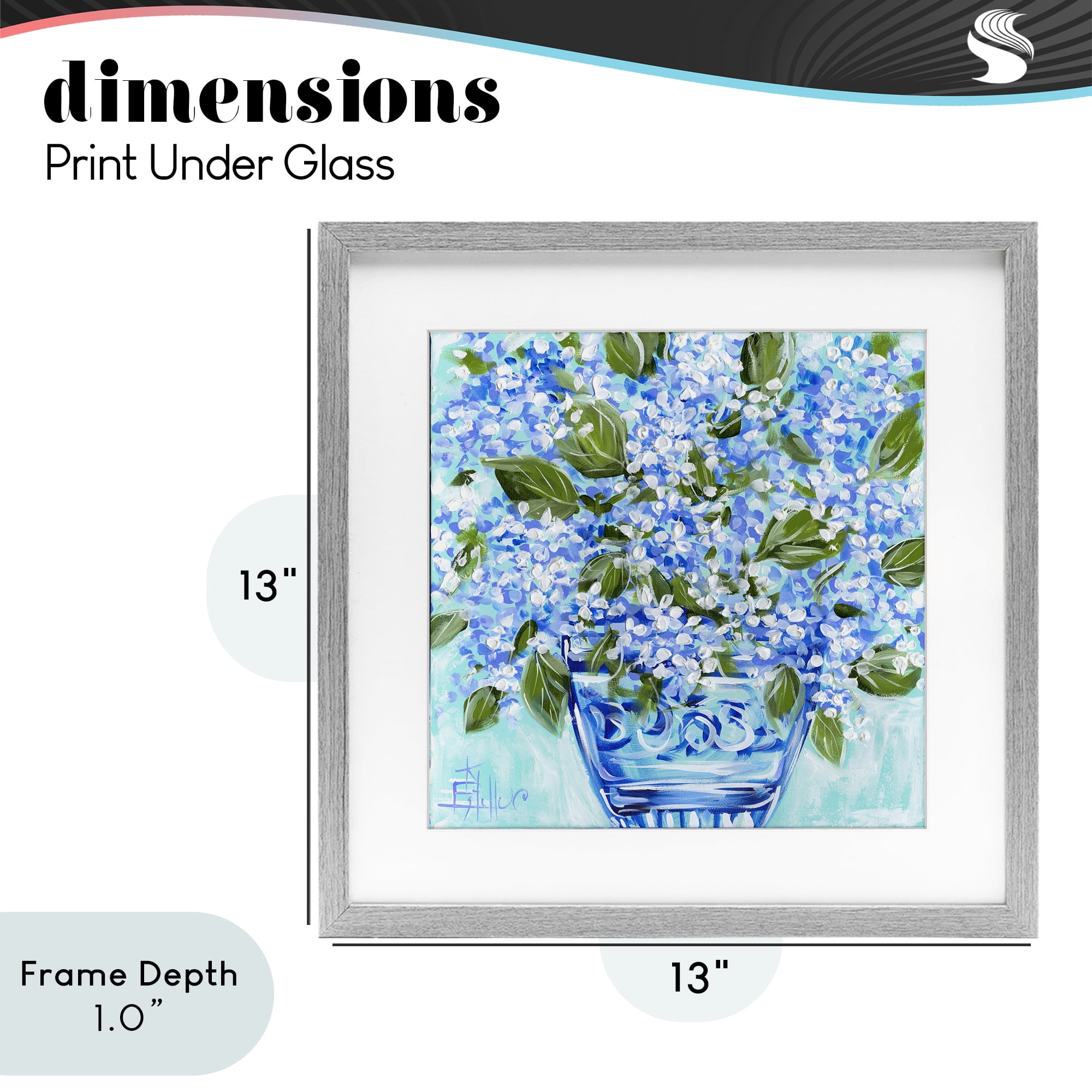 Stupell Industries Cool Bouquets in Blue Vase Gray Framed Print Under Glass, design by Estelle Grengs