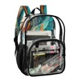 thumbnail image 2 of PVC Transparent Backpacks Clear Backpack for Travel and Outings Abstract Leaves, 2 of 7