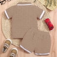 thumbnail image 4 of Toddler Baby Boy Outfits Summer Clothes Set Toddler Bear Embroidery Short Sleeve Lapel T Shirt Shorts Outfit, 4 of 5