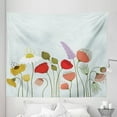 thumbnail image 1 of Flower Tapestry, Daisy and Peonies Pattern on Pale Blue Background Spring Cottage Nature Illustration, Fabric Wall Hanging Decor for Bedroom Living Room Dorm, 5 Sizes, Multicolor, by Ambesonne, 1 of 1
