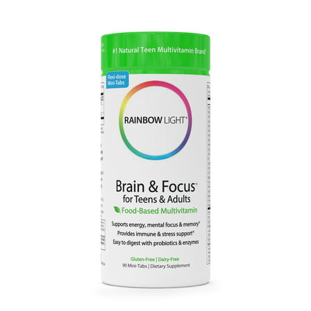 Rainbow Light - Brain and Focus for Teens and Adults - Food-based Multivitamin Supplement, Mind and Focus Enhancer; Supports Brain Nutrition and Health, Memory, and Energy - 90 (Best Food Based Multivitamin)