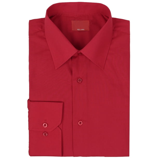 Red Label Men's Long Sleeve Slim Dress Shirt D-10 (Red, XL) - Walmart.com