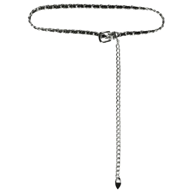 Cinturón de diamantes de imitación para mujer Sparkle Chain Cinturón de cintura de talla grande para jeans Túnica Vestidos Negro plateado 67-95cm/26.38-37.40"