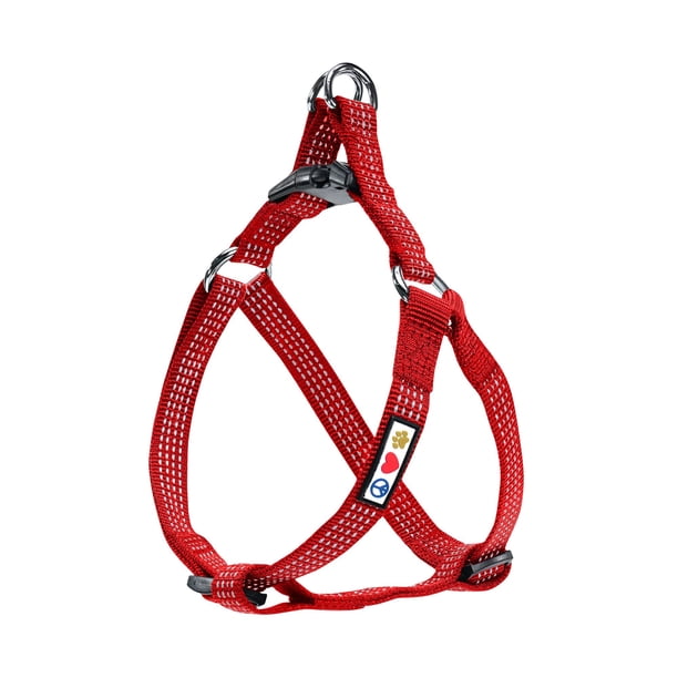 Arnés para perros Step-in Pawtitas, reflectante, ajustable en forma de S, rojo