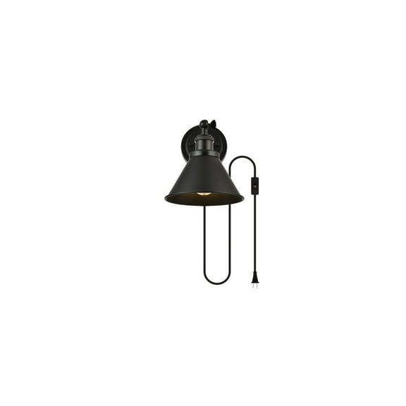 Living District Blaise 1-Light Metal Plug-in Wall Sconce in Black