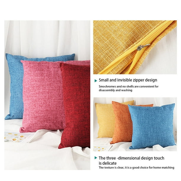 Moyic Fundas decorativas para cojines de lino y algodon funda de almohada con forma cuadrada cojines para sofa y dormitorio color rojo Rojo oscuro 50x50cm 2piezas Walmart en linea