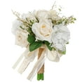 thumbnail image 3 of ORDDIART 1Pcs Bridal Bouquet Artificial Flower Arrangements White Round Silk Cloth Plastic Table Centerpiece, 3 of 8